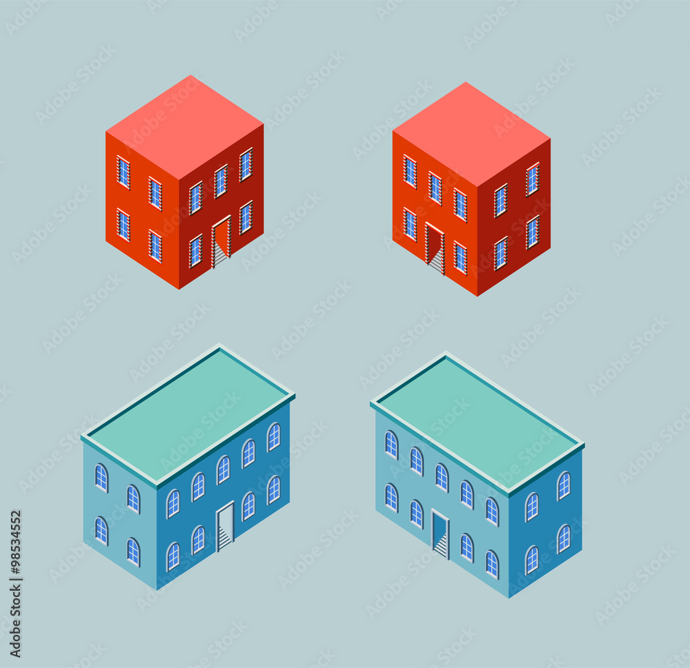 Set of isometric building. Set of isometric building.
