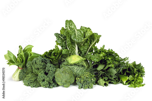 Leafy Green Vegetables Isolated © robynmac