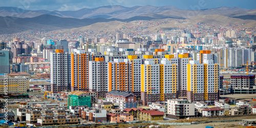 Ulaan-Baator, Mongolia - May 2015: View of Ulan Bator from mountain Zaisan Fototapet