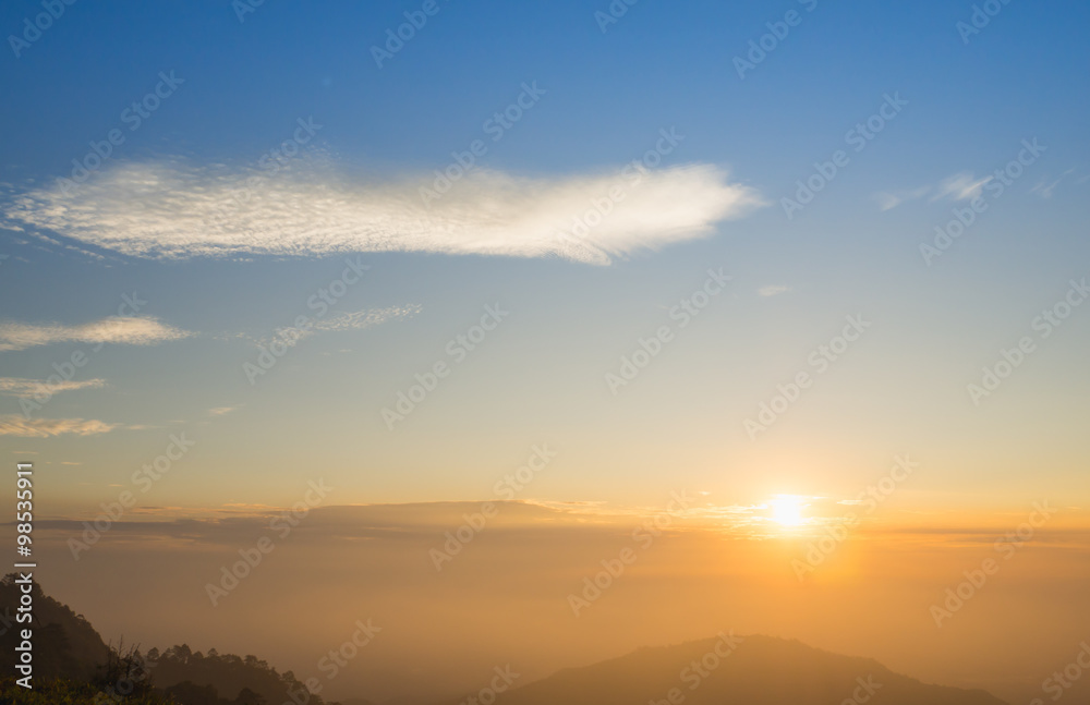 Landscape sunrise at mountain view