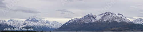 Panorami of of Mt Cook and Mt Brown district of New Zealand s South Island