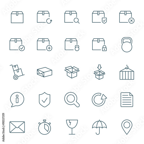 Cargo and shipping vector icons set