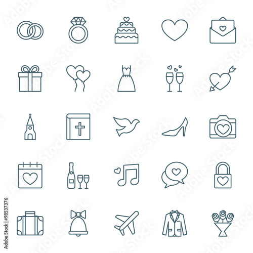 Wedding vector icons set