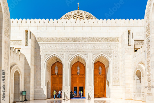 Sultan Qaboos Grand Mosque in Muscat, Oman. The newly built Grand Mosque was inaugurated by Sultan of Oman on May 4, 2001.