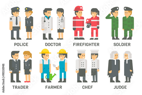 Flat design people with professions set