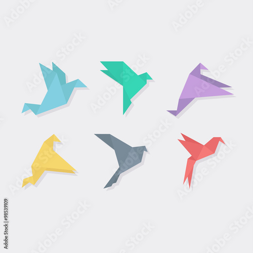 Origami bird vector illustration of flat