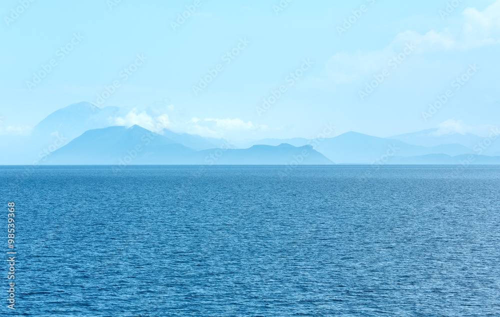 Sea summer view from ferry (Greece) - obrazy, fototapety, plakaty 