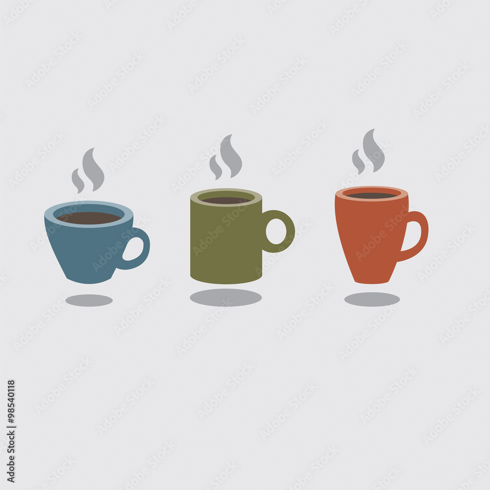 Set Of Hot Coffee Cup Vector Illustration. Set Of Hot Coffee Cup Vector Illustration.