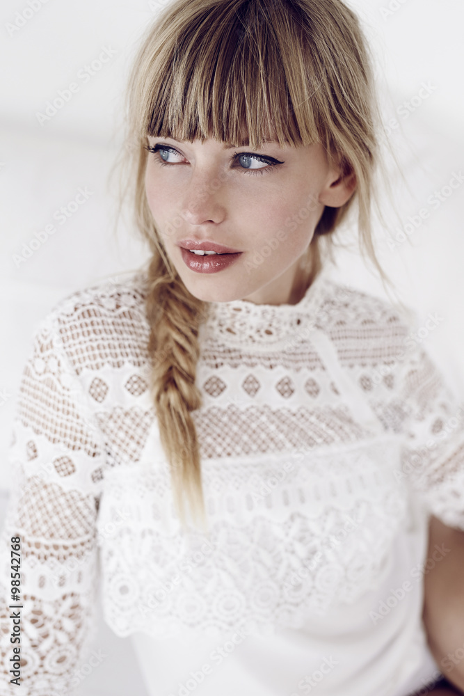 Stunning young boho wearing model, looking away Stunning young boho wearing model, looking away