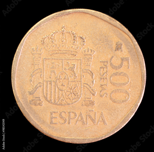 Tail of 500 pesetas coin, issued by Spain in 1989 photo