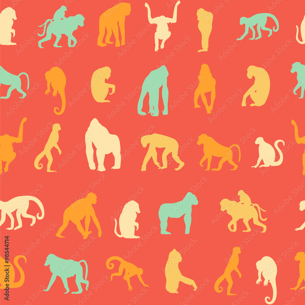 Seamless pattern background with monkeys.