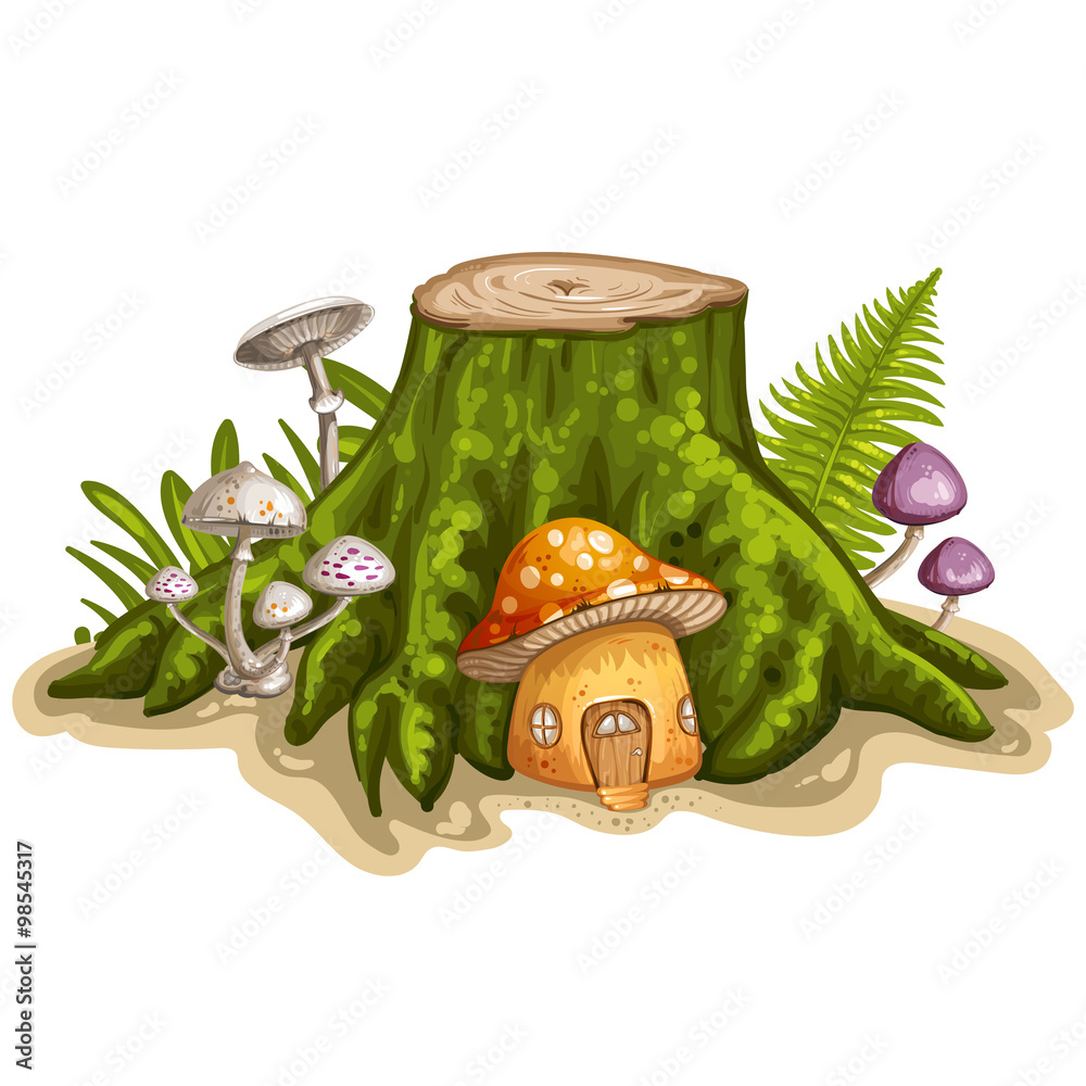 House for gnome made from mushroom - obrazy, fototapety, plakaty 