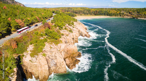 Obraz na plátně Aerial view of Acadia National Park in autumn season