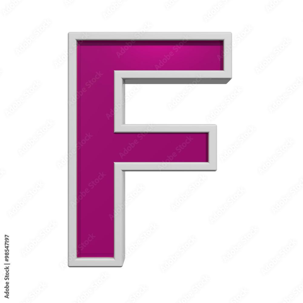 One letter from pink glass with white frame alphabet set, isolated on white. Computer generated 3D photo rendering. One letter from pink glass with white frame alphabet set, isolated on white. Computer generated 3D photo rendering.