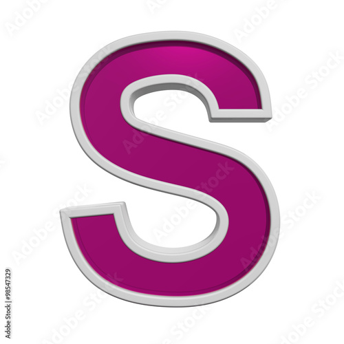 One letter from pink glass with white frame alphabet set, isolated on white. Computer generated 3D photo rendering. © Piotr Pawinski