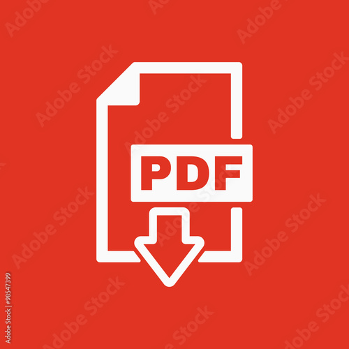 The PDF icon. File format symbol. Flat