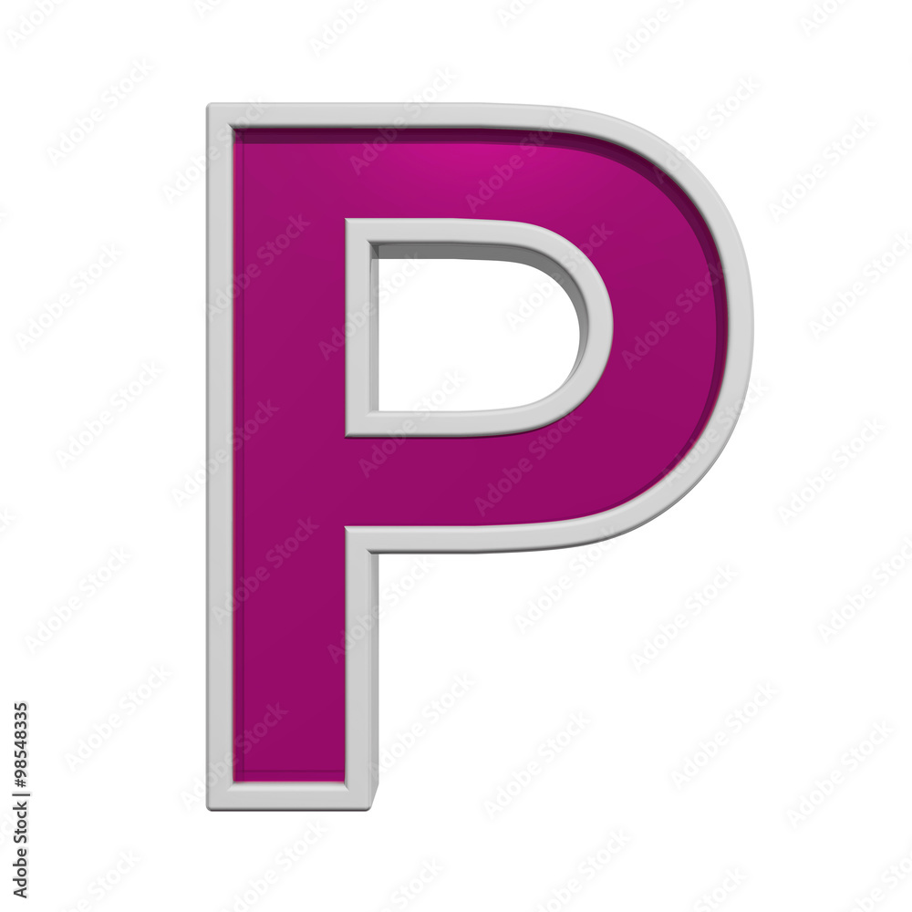 One letter from pink glass with white frame alphabet set, isolated on white. Computer generated 3D photo rendering. One letter from pink glass with white frame alphabet set, isolated on white. Computer generated 3D photo rendering.