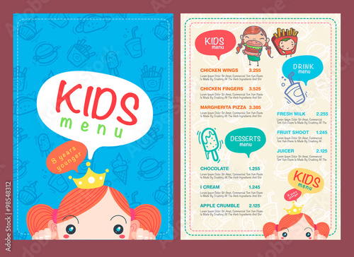 vector kids menu template.