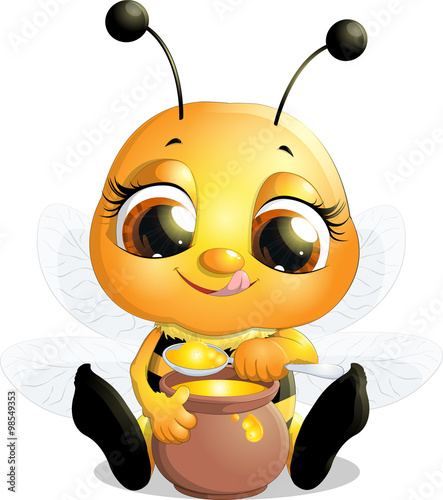 beautiful bee that eats honey