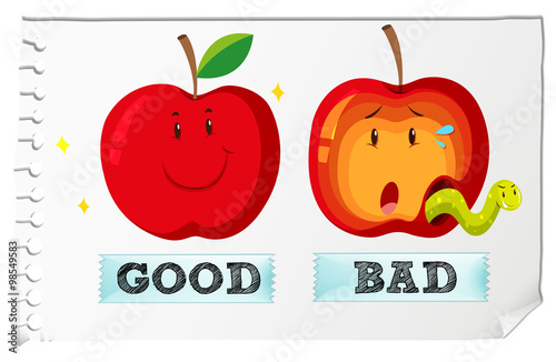 Opposite adjectives good and bad