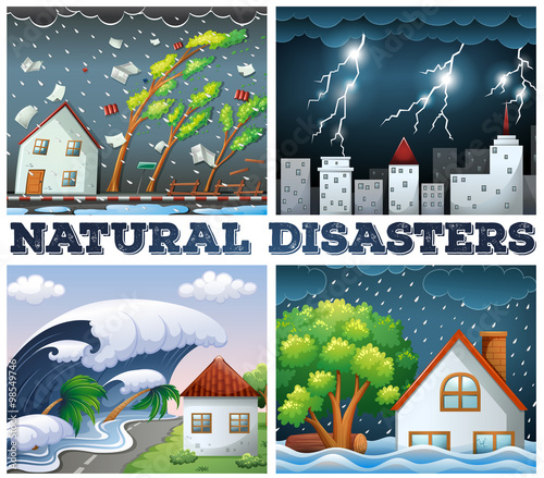 Four scenes of natural disasters