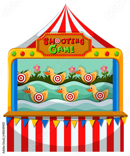 Shooting game with targets on ducks