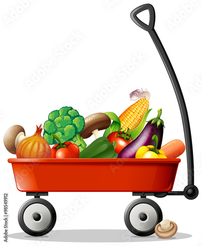 Fresh vegetables in red wagon