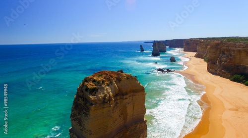 Stunning view of Twelve Apostles from helicopter, Australia