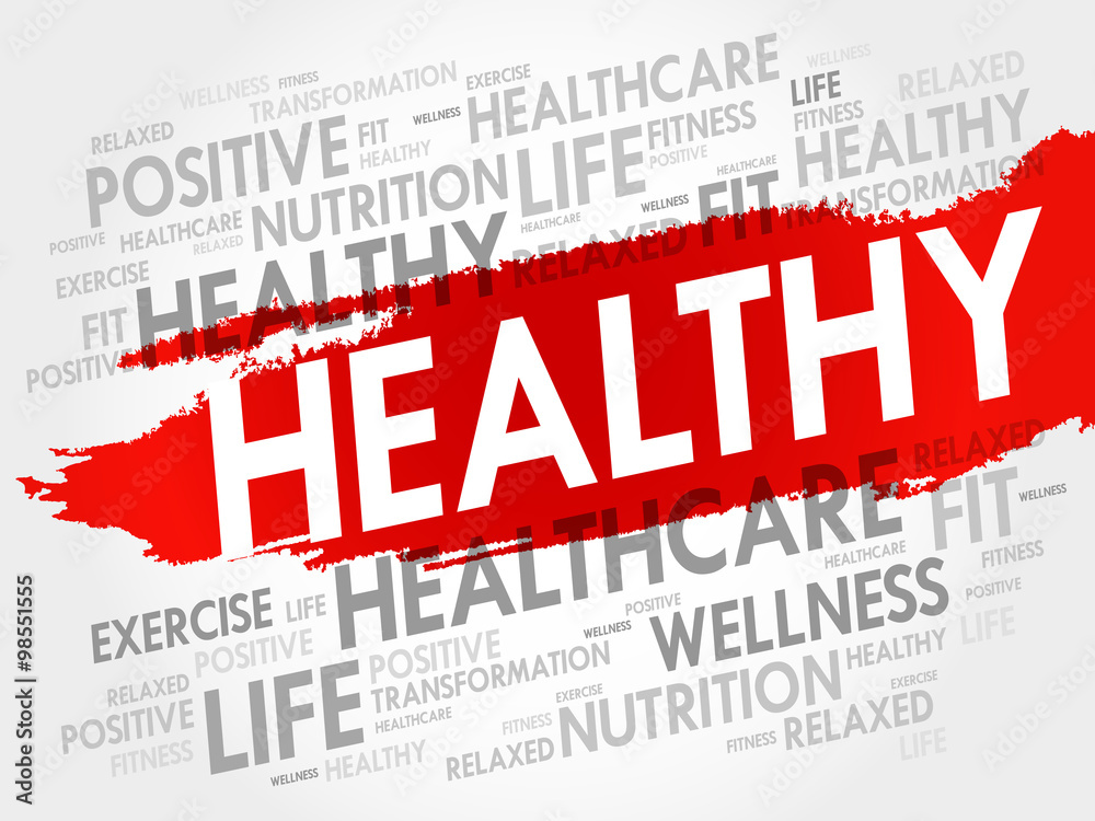 HEALTHY word cloud, fitness, sport, health concept HEALTHY word cloud, fitness, sport, health concept