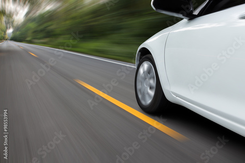 speed movement car on rural asphalt road © blackzheep