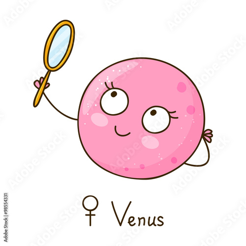 Cute cartoon Venus isolated on white