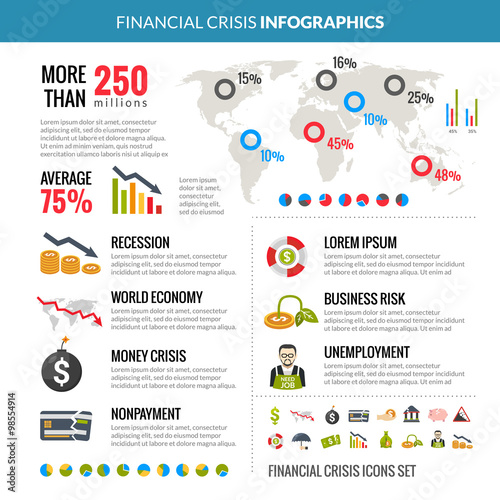 Financial Crisis Recession Statistic Infographics Layout