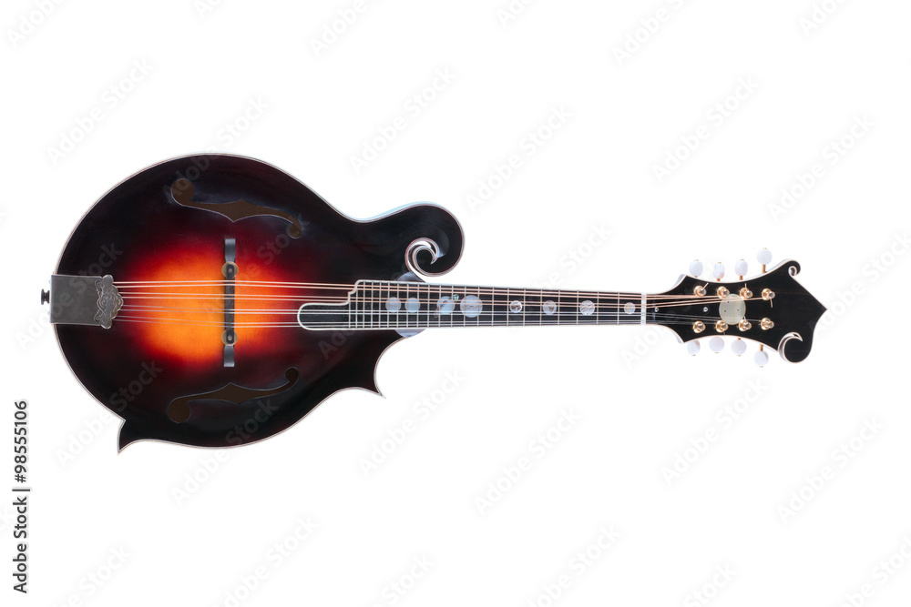 Naklejka premium Handmade mandolin on a white background
