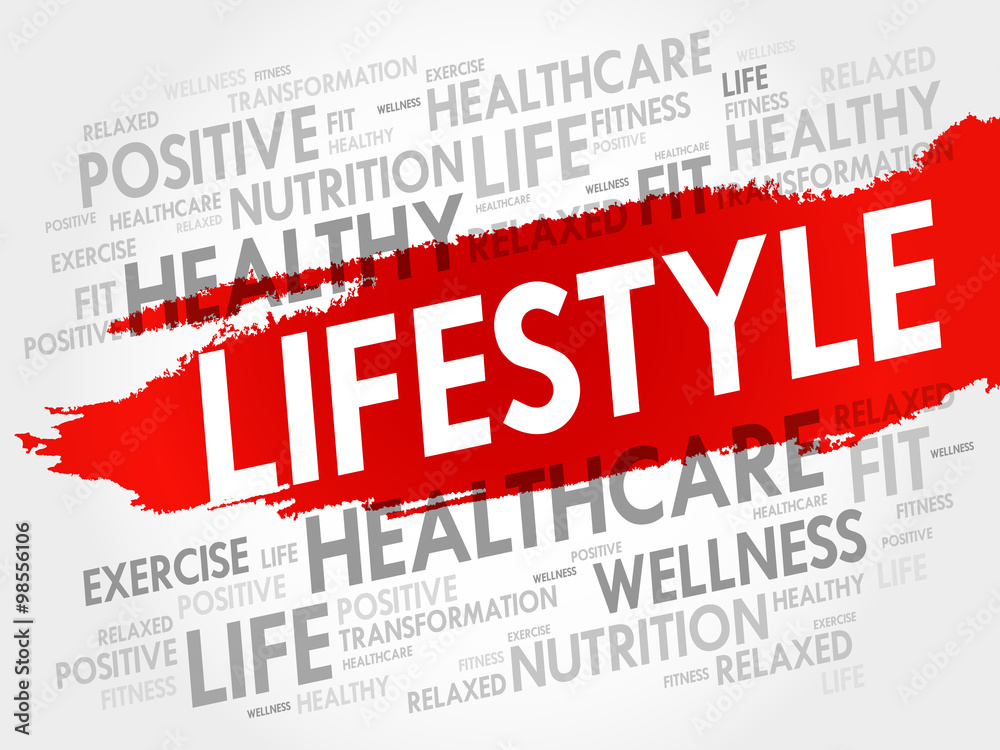 LIFESTYLE word cloud, fitness, sport, health concept LIFESTYLE word cloud, fitness, sport, health concept