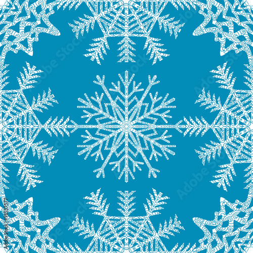 Seamless pattern with hand drawn snowflake
