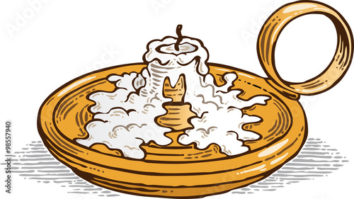 Melted Candle in Holder vector illustration