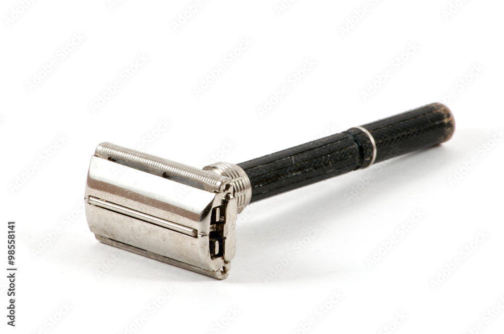 Isolated old razor front Isolated old razor front