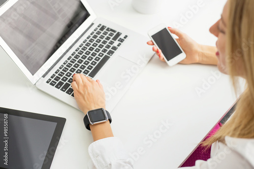 Woman working with technology 