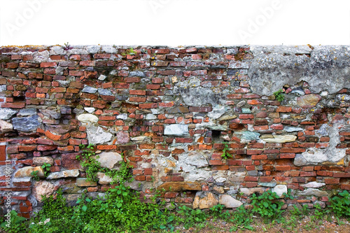 Old brick and stone italian wall built in the 1800s