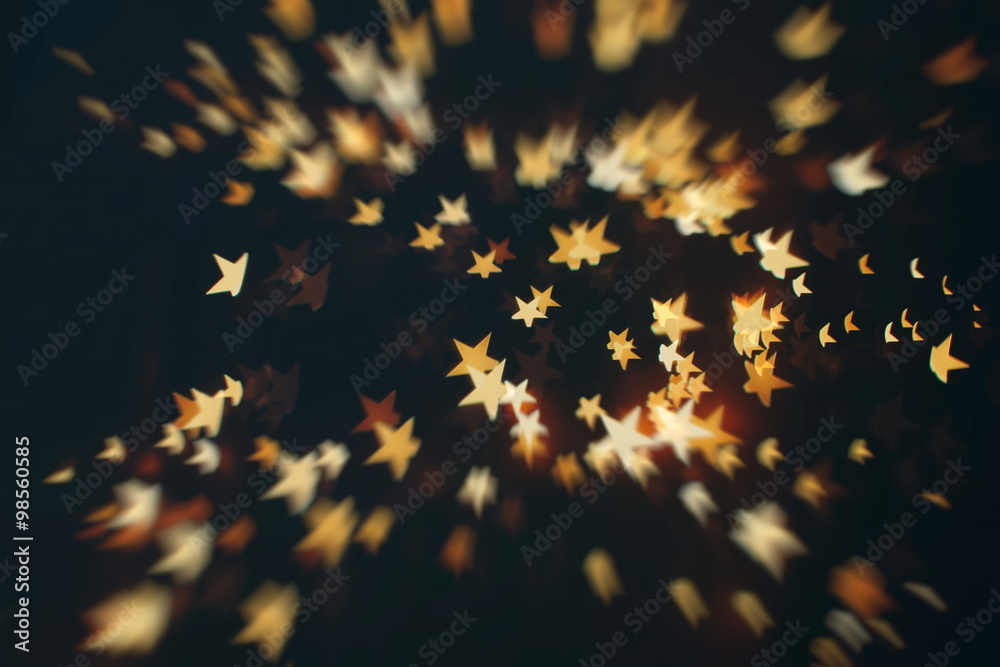Plakat abstract blurred and silver glittering shine bulbs lights background:blur of Christmas wallpaper decorations concept.holiday festival backdrop:sparkle circle lit celebrations display.