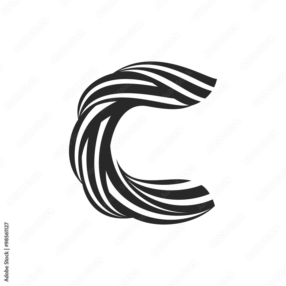 Naklejka premium C letter logo formed by twisted lines.