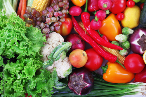 Fresh fruits and vegetables closeup