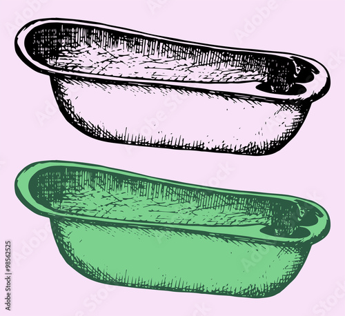 plastic bathtub, doodle style, sketch illustration
