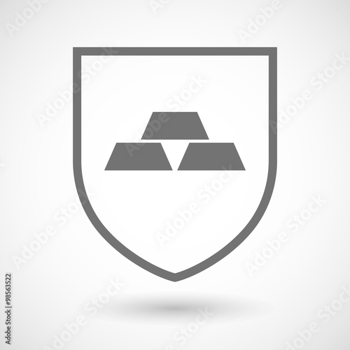 Line art shield icon with three gold bullions