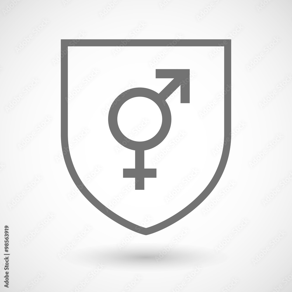 Line art shield icon with a transgender symbol Line art shield icon with a transgender symbol