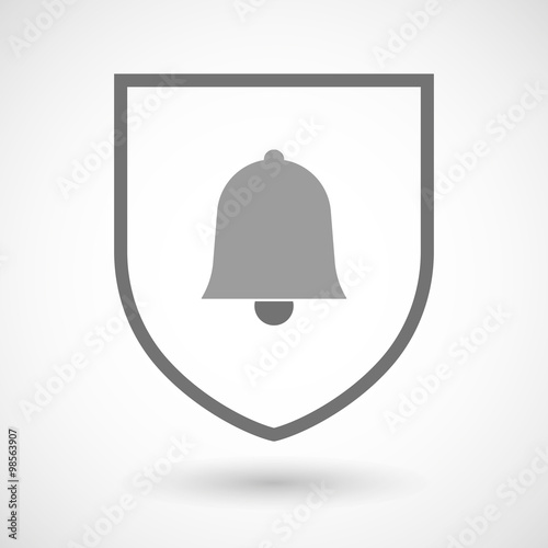 Line art shield icon with a bell