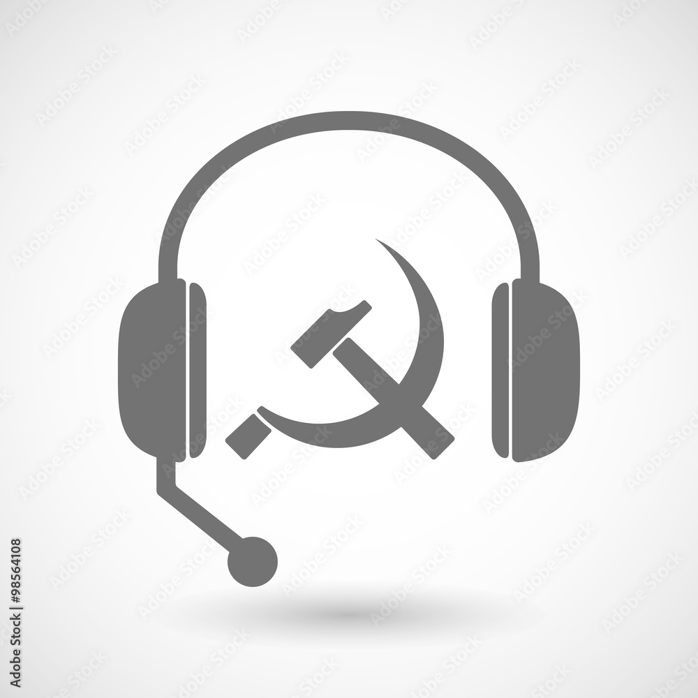 Assistance headset icon with the communist symbol Assistance headset icon with the communist symbol