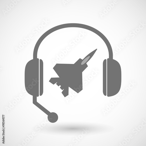 Assistance headset icon with a combat plane