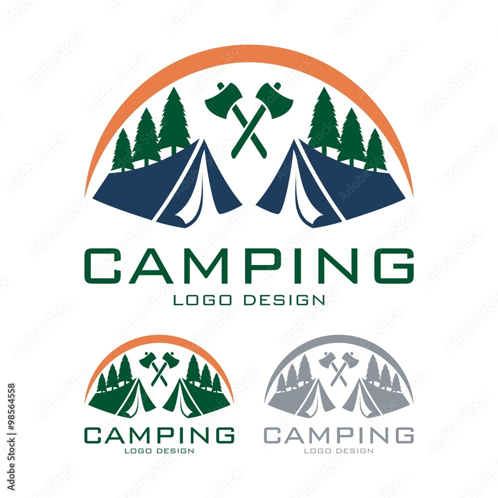 Camping, Tent, Pine, Ax, Adventure Logo Design Vector Stock Vector | Adobe  Stock