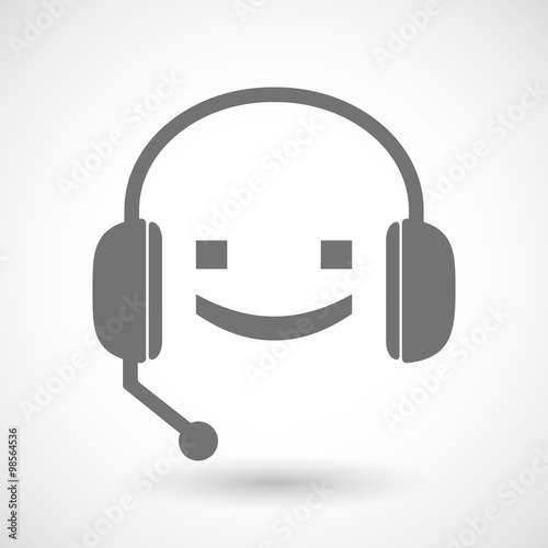 Assistance headset icon with a smile text face
